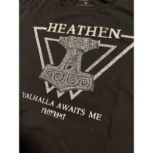 Men’s Grimfrost Clan Heathen Valhalla T-Shirt XL Viking Helmet Gothic